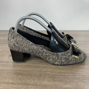 Hush Puppies Soft Style Women's Pumps Low Heels Shoes Canvas Bow Brown Size 8.5